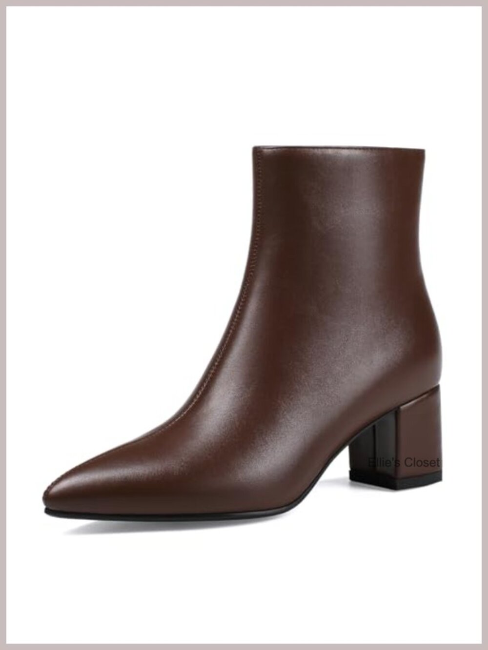 Pointed Toe Ankle Boot Chunky Block Heel Slip-On Bootie Water Resistant